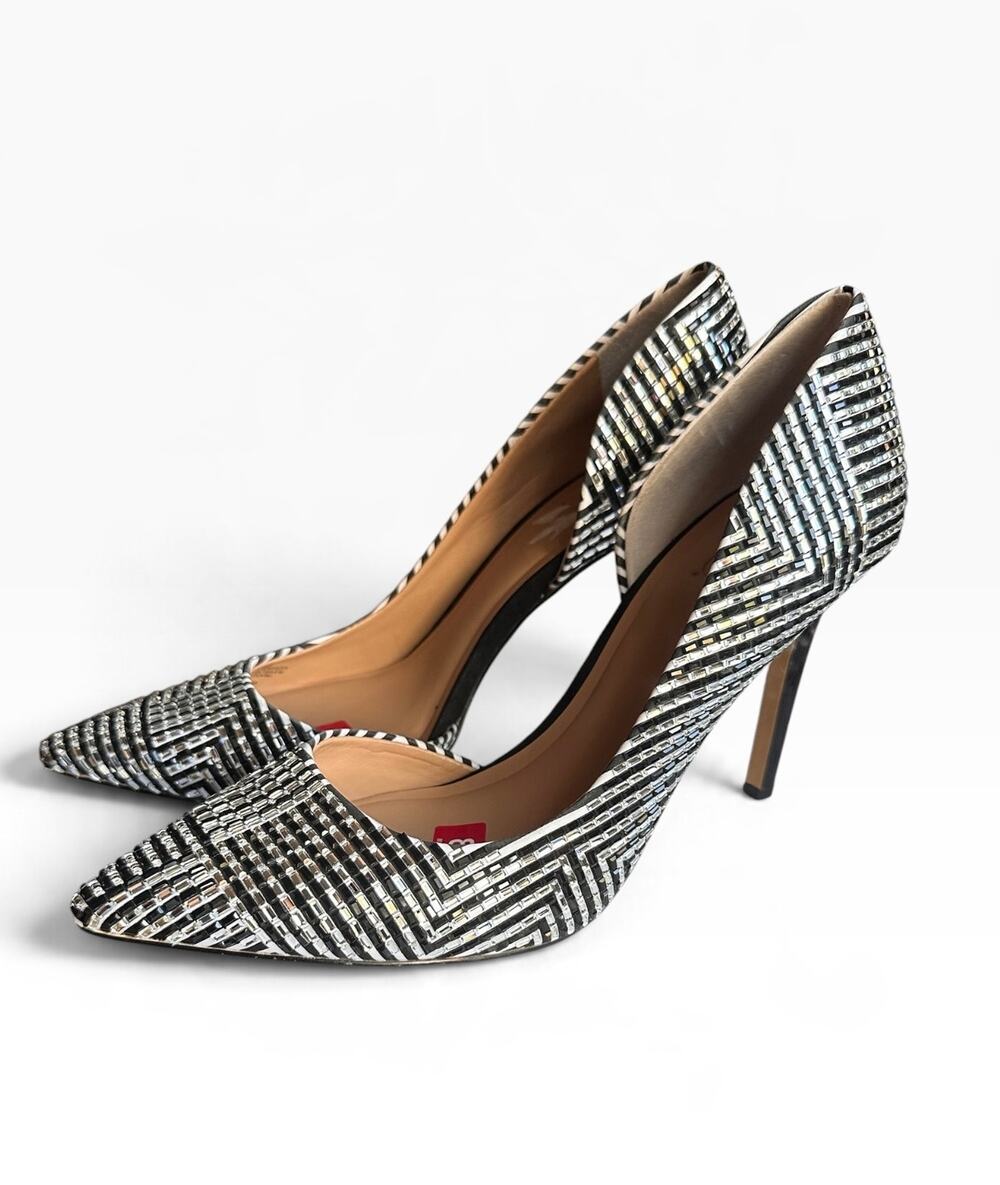 INC Kenjay Reflective D’Orsay Pumps, Black/Silver/White, Size 8.5, NWOT